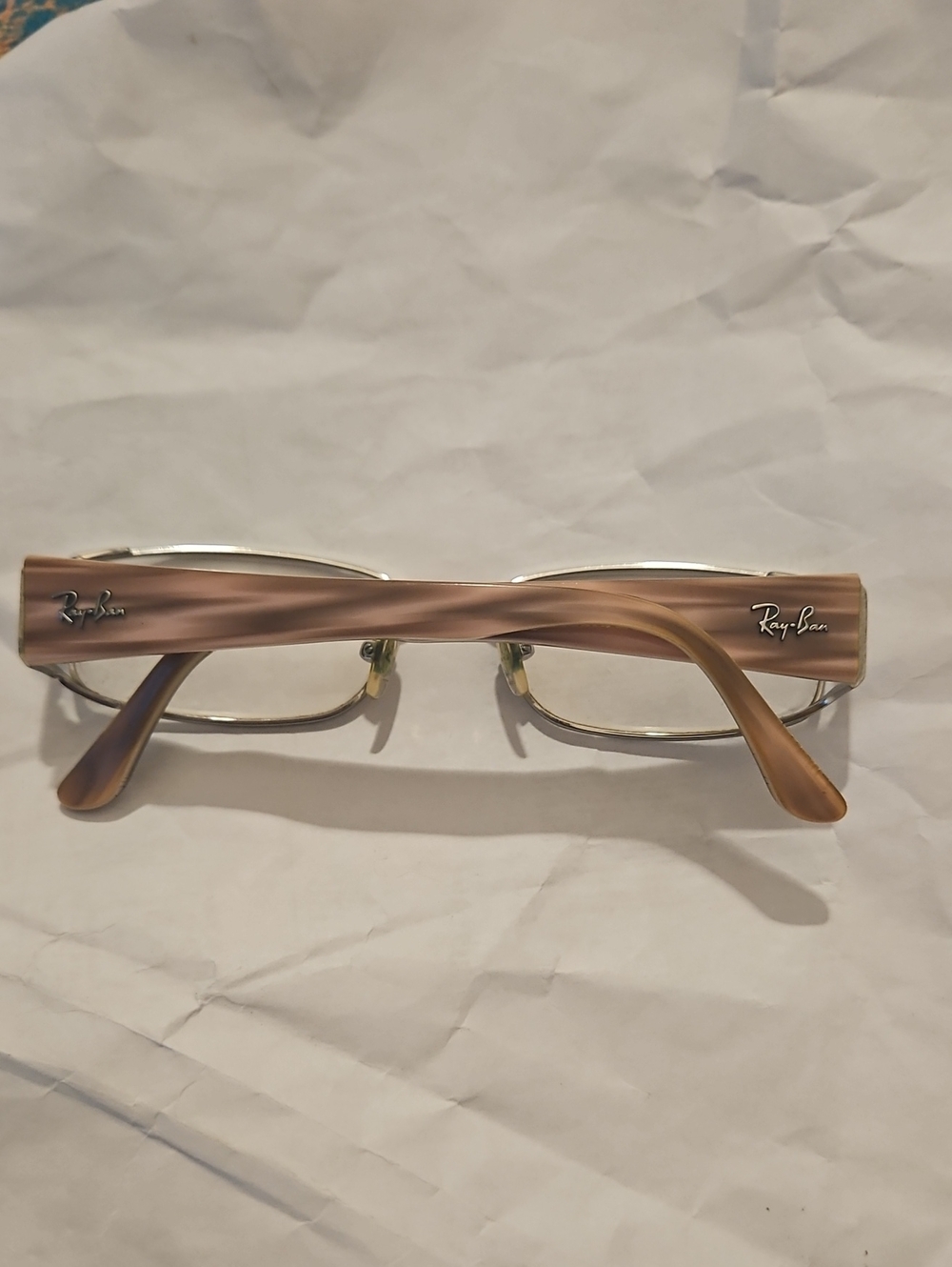 Ray-Ban Rectangular Metal Glasses in Silver and Brown